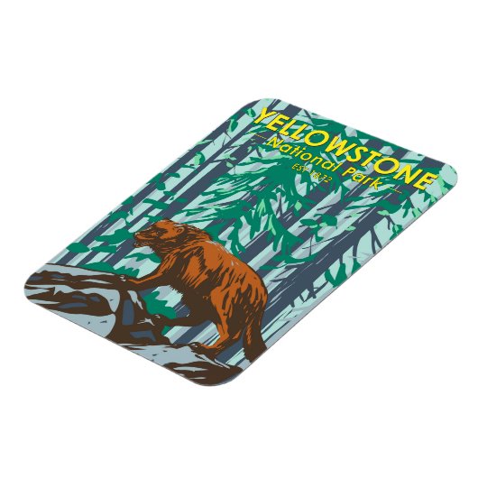 イエローストーンナショナルパークウルベリンヴィンテージ マグネット (左側)