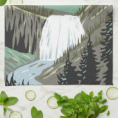 イエローストーンナショナルパークギボン滝ヴィンテージ キッチンタオル (折り畳み)