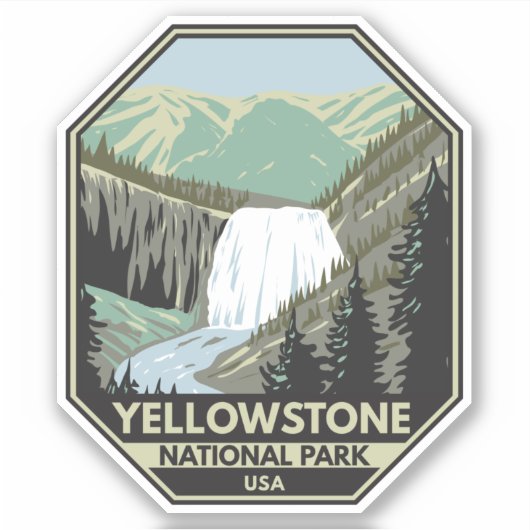 イエローストーンナショナルパークギボン滝ヴィンテージ シール (正面)