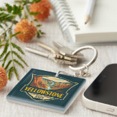 イエローストーンナショナルパークグランドキャニオンレトロアート キーホルダー (正面右)