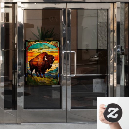 イエローストーンナショナルパークサンライズビソンアート ウィンドウサイン (オフィスドア)