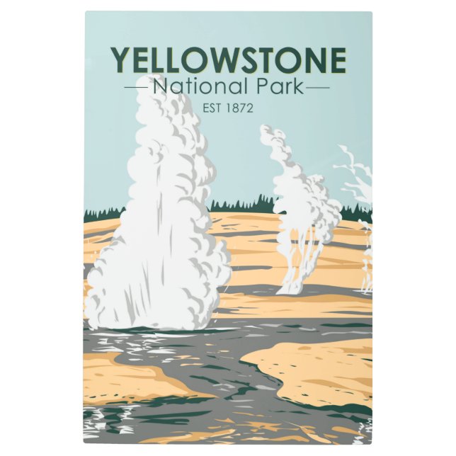 イエローストーンナショナルパークノリスゲイエサーベイスン メタルプリント (正面)