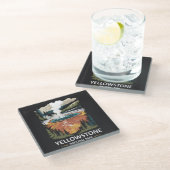 イエローストーンナショナルパークホット春 ガラスコースター (アングル)