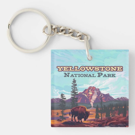 イエローストーンナショナルパークワイオミンビソンガイザー キーホルダー (正面)
