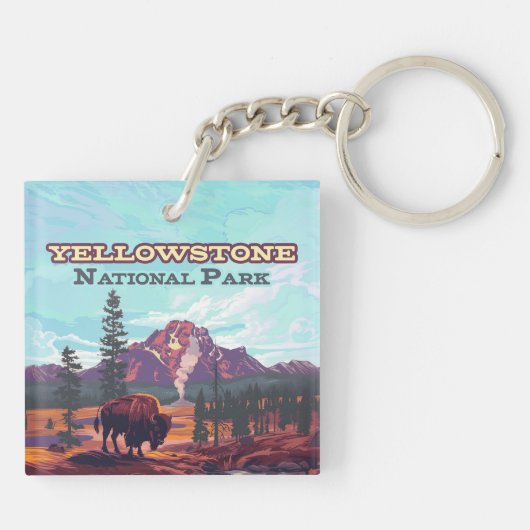 イエローストーンナショナルパークワイオミンビソンガイザー キーホルダー (裏面)