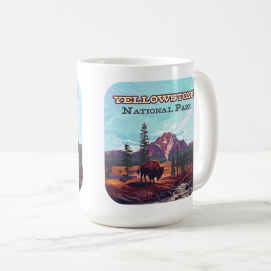 イエローストーンナショナルパークワイオミンビソンガイザー コーヒーマグカップ (正面右)