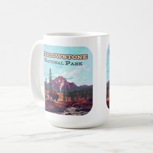 イエローストーンナショナルパークワイオミンビソンガイザー コーヒーマグカップ (正面左)