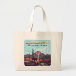 イエローストーンナショナルパークワイオミンビソンガイザー ラージトートバッグ