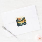 イエローストーンナショナルパークワイオミンマウンテンズレトロ スクエアシール (封筒)