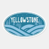 イエローストーンナショナルパークワイオミンモンタナアウトドア 楕円形シール (正面)