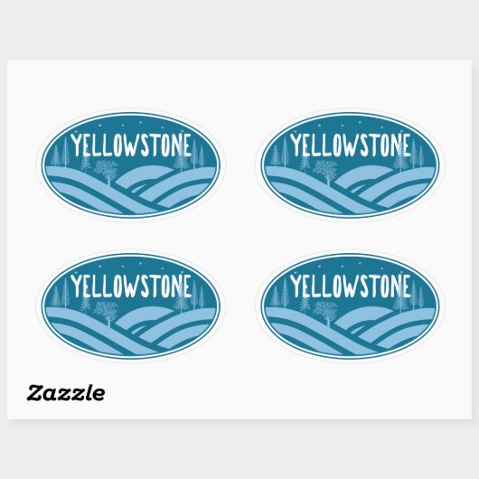 イエローストーンナショナルパークワイオミンモンタナアウトドア 楕円形シール (シート)