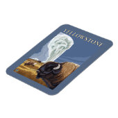 イエローストーンバイソンとオールド忠実 マグネット (左側)