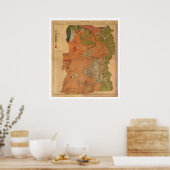 イエローストーンパークの地図1878 ポスター (キッチン)