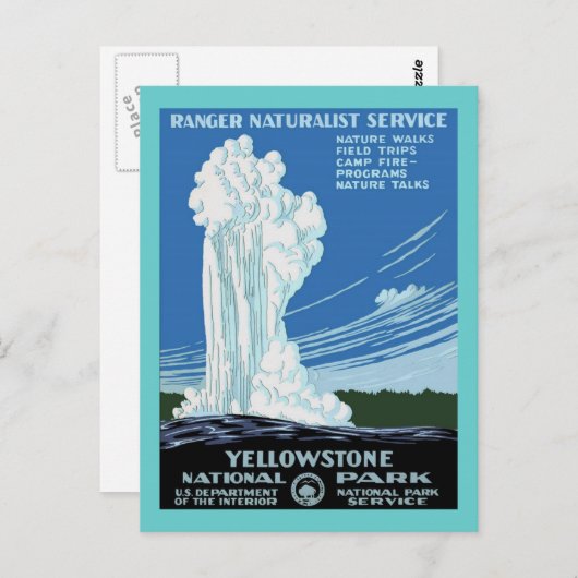 イエローストーンパーク – オールド忠実な間欠泉 ポストカード (正面/裏面)