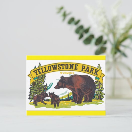 イエローストーンパーク_ヴィンテージ旅行ポスターアートワーク ポストカード (スタンド正面)