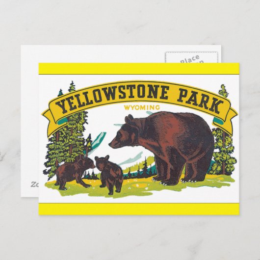 イエローストーンパーク_ヴィンテージ旅行ポスターアートワーク ポストカード (正面/裏面)