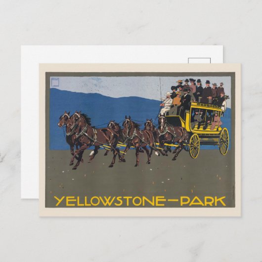 イエローストーンパークUSAヴィンテージポスター1910 ポストカード (正面/裏面)