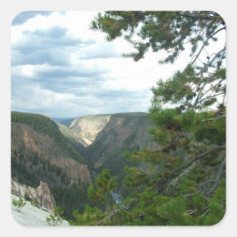 イエローストーンフォトグラフィー、水の滝、木を示す… スクエアシール