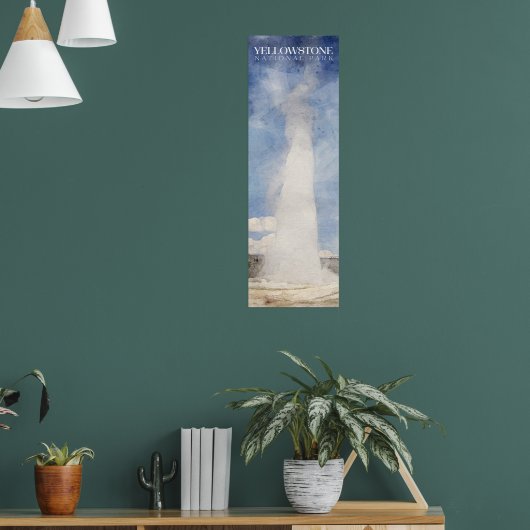 イエローストーンプリント、古い忠実なポスター、12x36" ポスター (リビング1)