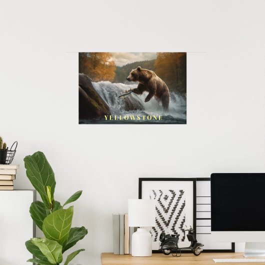 イエローストーンベアーポスターアート ポスター (ホームオフィス)