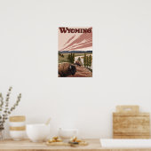 イエローストーンリバーバイソンヴィンテージ旅行ポスター ポスター (キッチン)