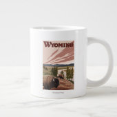 イエローストーンリバービソンヴィンテージトラベルポスター ジャンボコーヒーマグカップ (右)