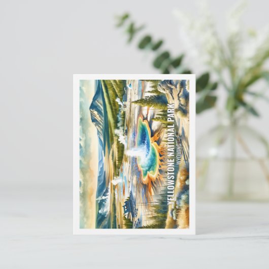 イエローストーンワイオミングUSA有名な場所の水色 ポストカード (スタンド正面)