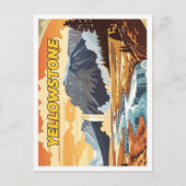 イエローストーンヴィンテージアートトラベルイラストレーション ポストカード (正面)