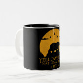 イエローストーンヴィンテージレトロベアUSA国立公園 ツートーンマグカップ (正面左)