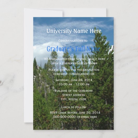 イエローストーン卒業式 招待状 (正面)