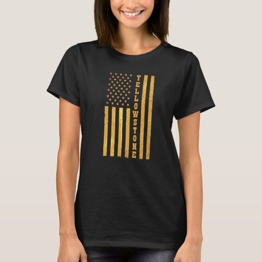 イエローストーン国旗USA国文化自然山 Tシャツ (正面)