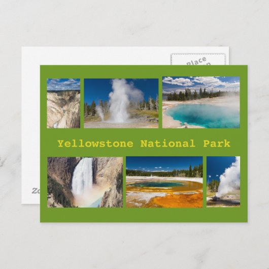 イエローストーン国立公園のコラージュの郵便はがき ポストカード (正面/裏面)