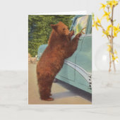 イエローストーン国立公園のホールドベア空白の カード (黄色い花)