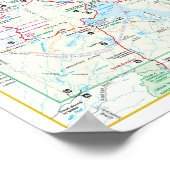 イエローストーン国立公園のモダン地図 ポスター (角)