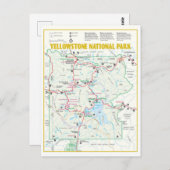 イエローストーン国立公園のモダン地図 ポストカード (正面/裏面)