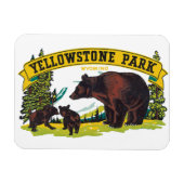 イエローストーン国立公園のヴィンテージのヒグマ マグネット (横)