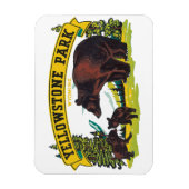 イエローストーン国立公園のヴィンテージのヒグマ マグネット (縦)