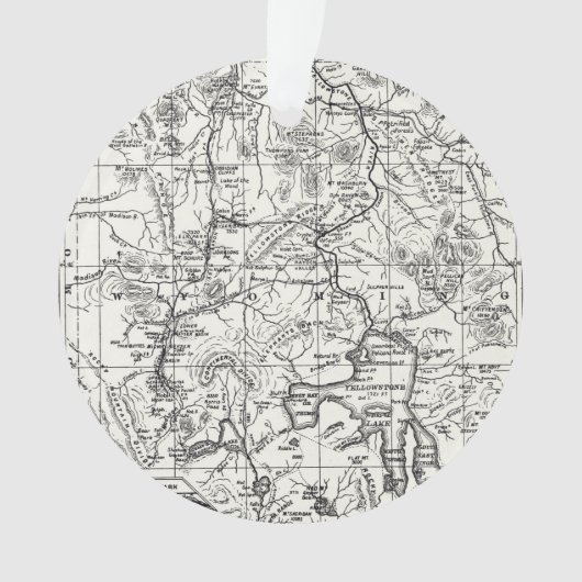 イエローストーン国立公園のヴィンテージの地図 オーナメント (正面)