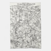 イエローストーン国立公園のヴィンテージの地図 キッチンタオル (縦)