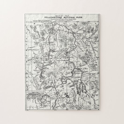 イエローストーン国立公園のヴィンテージの地図 ジグソーパズル (縦)