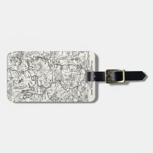 イエローストーン国立公園のヴィンテージの地図 ラゲッジタグ (正面横)