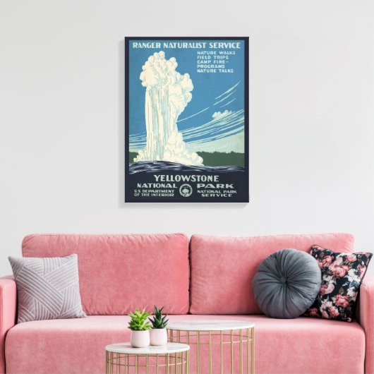 イエローストーン国立公園の旅行ポスター キャンバスプリント (インサイチュ (リビング))