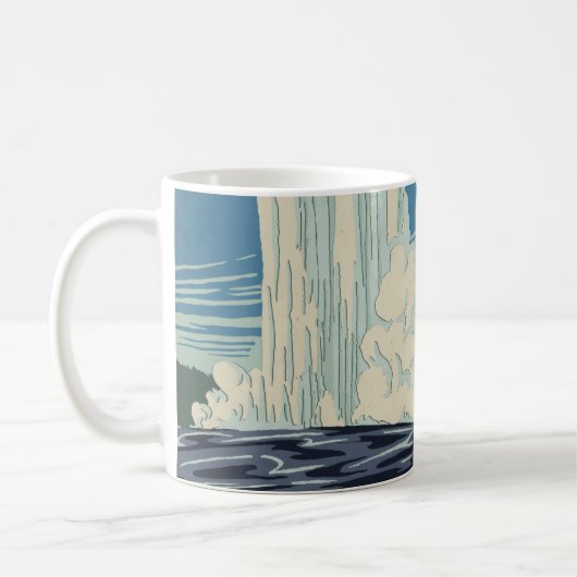 イエローストーン国立公園の旅行ポスター コーヒーマグカップ (左)