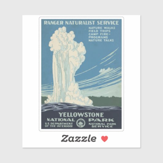 イエローストーン国立公園の旅行ポスター シール (シート)