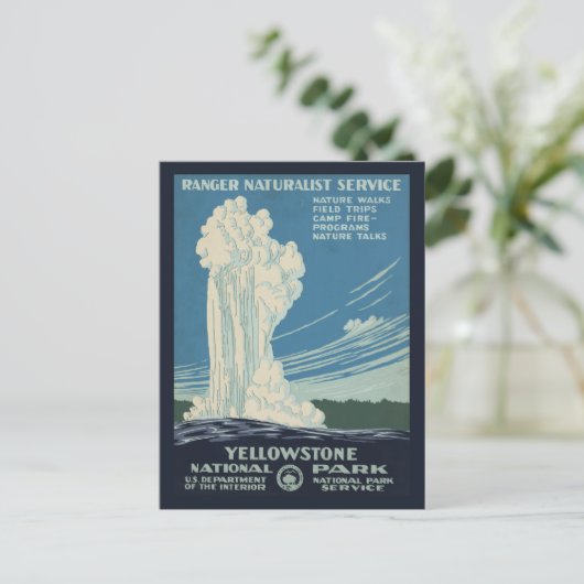 イエローストーン国立公園の旅行ポスター ポストカード (スタンド正面)