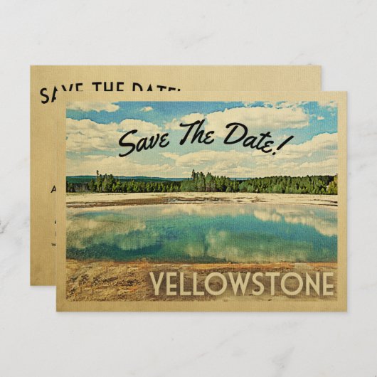 イエローストーン国立公園の日付を保存 案内ポストカード (正面/裏面)