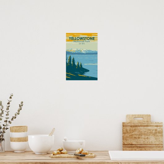 イエローストーン国立公園イエローストーン湖ヴィンテージ ポスター (キッチン)