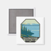 イエローストーン国立公園イエローストーン湖ヴィンテージ マグネット (正面/裏面)