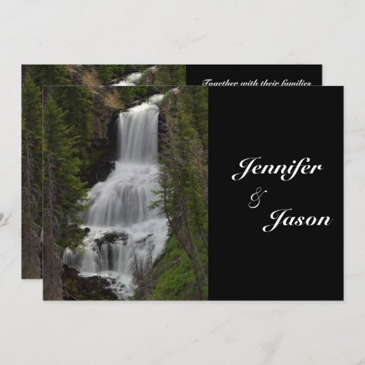 イエローストーン国立公園ウォーターフォール結婚式の招待 招待状 (正面/裏面)