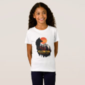 イエローストーン国立公園ウルフオレンジサンセットアート Tシャツ (正面フル)